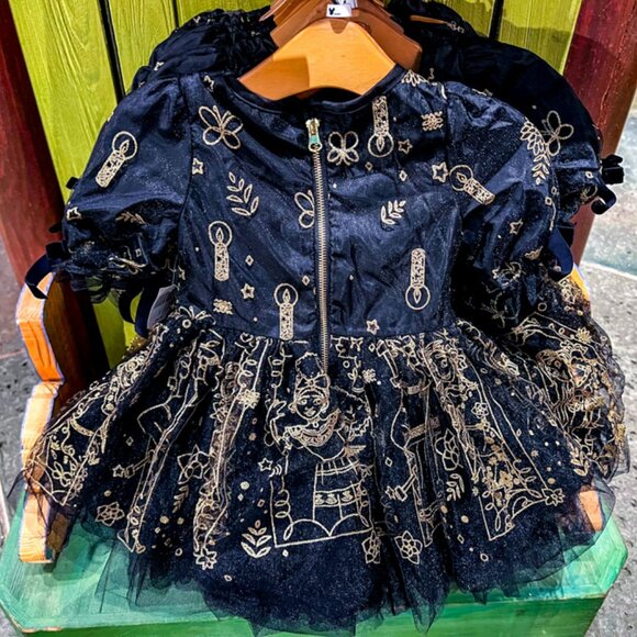 Disney Parks Princess Encanto Tulle Fancy Dress Girls Size 9 10 Black Gold - Picture 2 of 7
